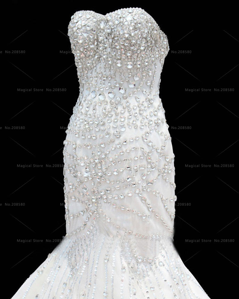 glitter white wedding dress