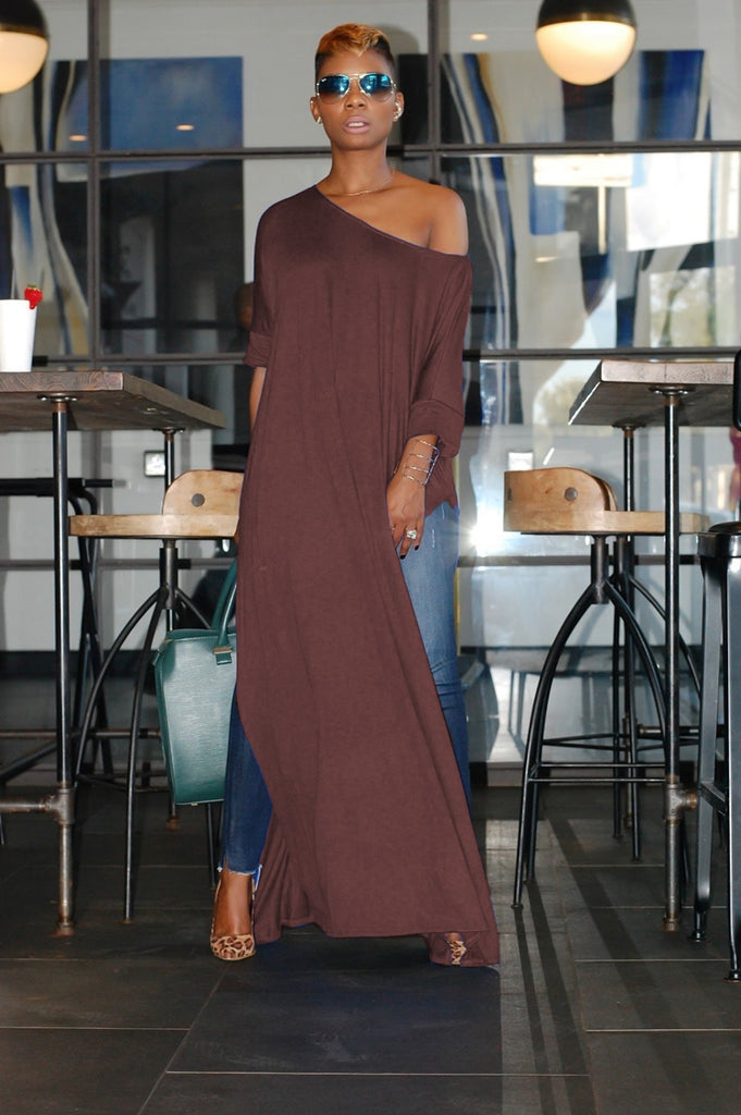 casual one shoulder maxi dress