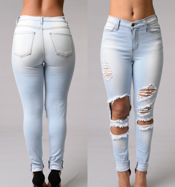 blue denim ripped jeans womens