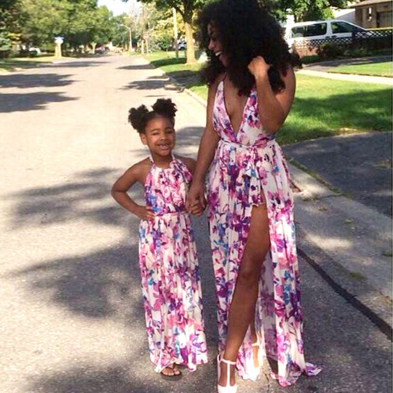 mother daughter matching floral dresses