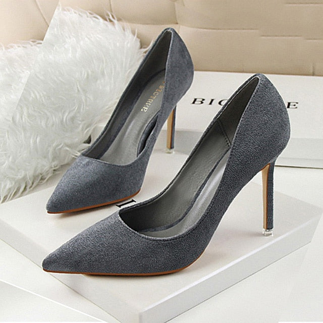 gray heels for wedding