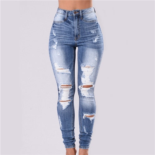 womens blue skinny ripped jeans