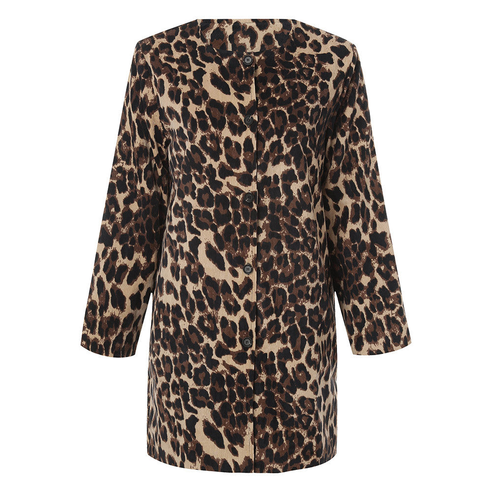 Women Leopard Sexy Warm Cardigan Leopard Print Long Coat – Essish