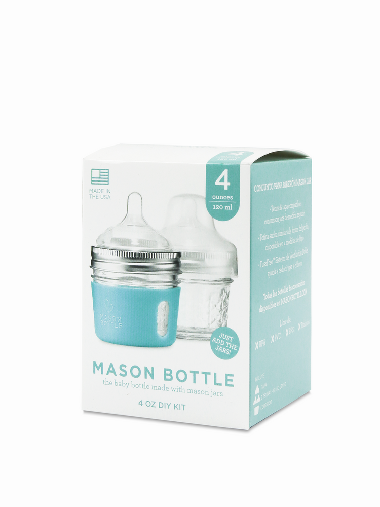 Mason Bottle Silicone Baby Bottle: Includes Silicone Nipple (Medium Flow  Nipple for 3+ Months), Plastic Ring + Cap, 8 Ounce Silicone Bottle, BPA  Free