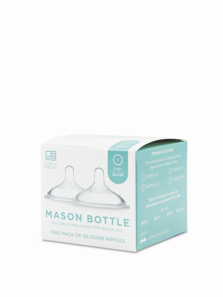 Mason Bottle Silicone Baby Bottle: Includes Silicone Nipple (Medium Flow  Nipple for 3+ Months), Plastic Ring + Cap, 8 Ounce Silicone Bottle, BPA  Free