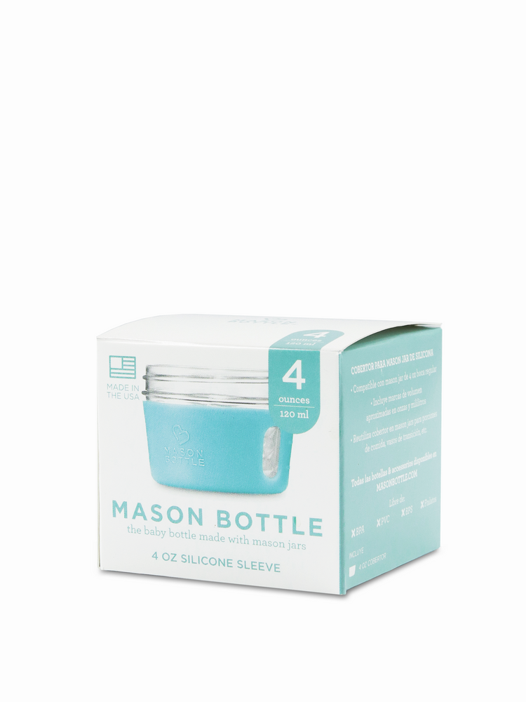 Mason Bottle Silicone Baby Bottle: Includes Silicone Nipple (Medium Flow  Nipple for 3+ Months), Plastic Ring + Cap, 8 Ounce Silicone Bottle, BPA  Free