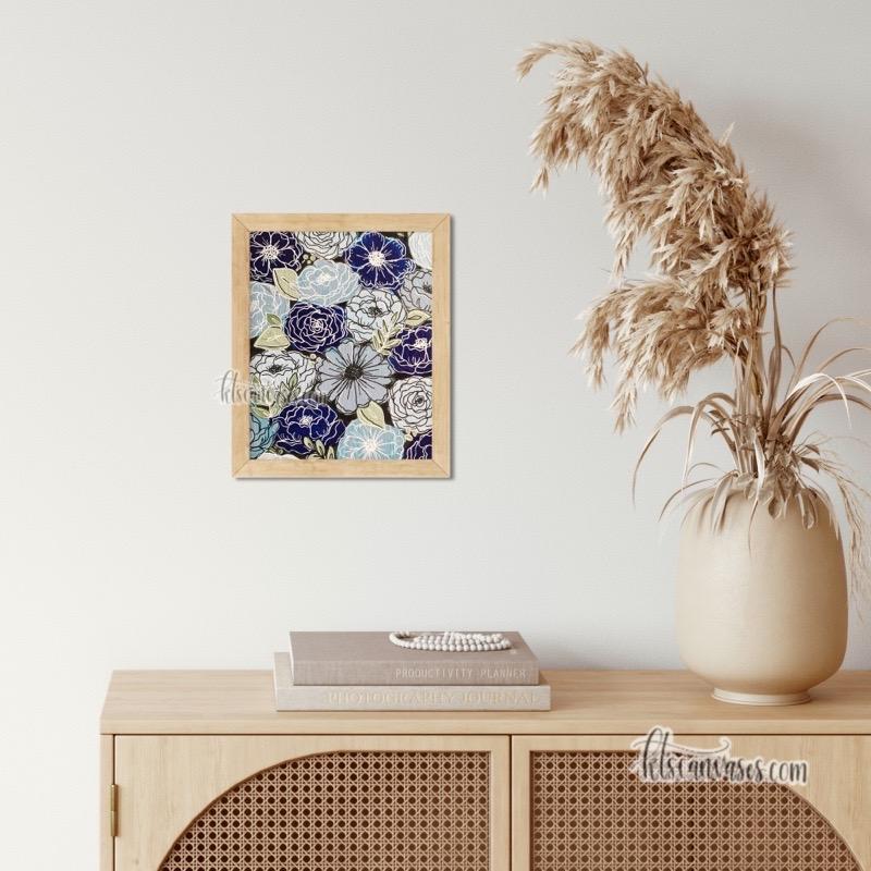 Blue Outlined Florals Art Print – KT's Canvases