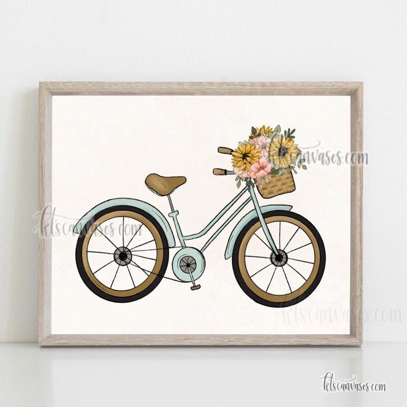 Floral Basket Bicycle Art Print – KT's Canvases