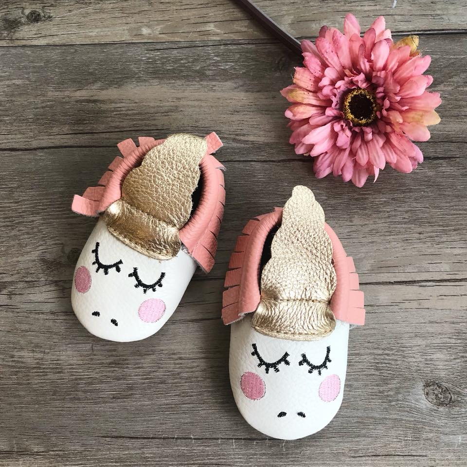 unicorn baby moccasins