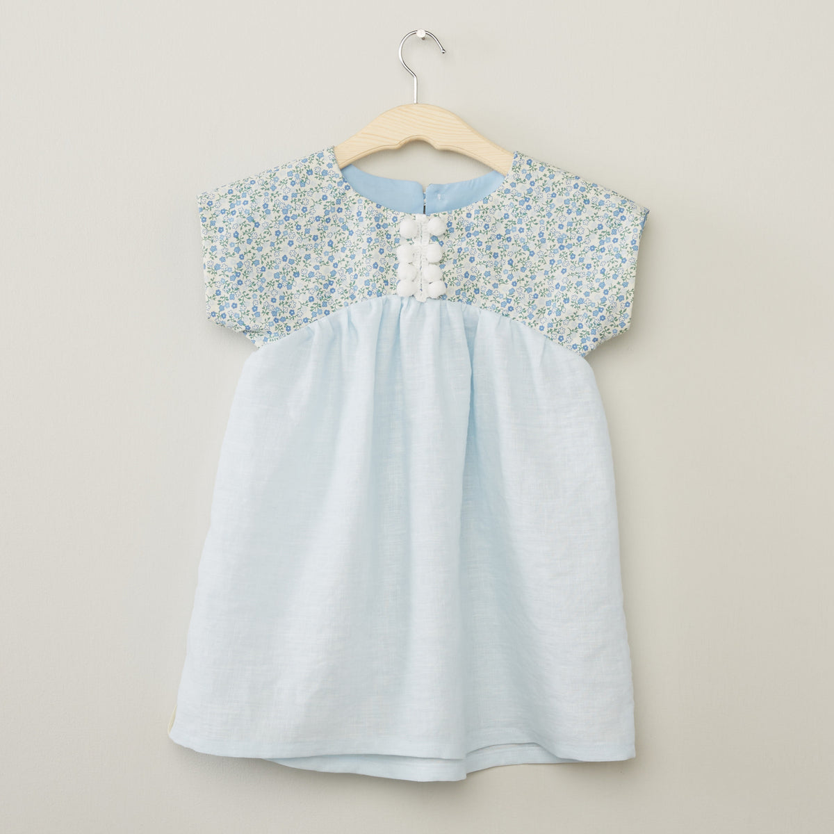 Pale Blue Linen Dress - TOTS MODA