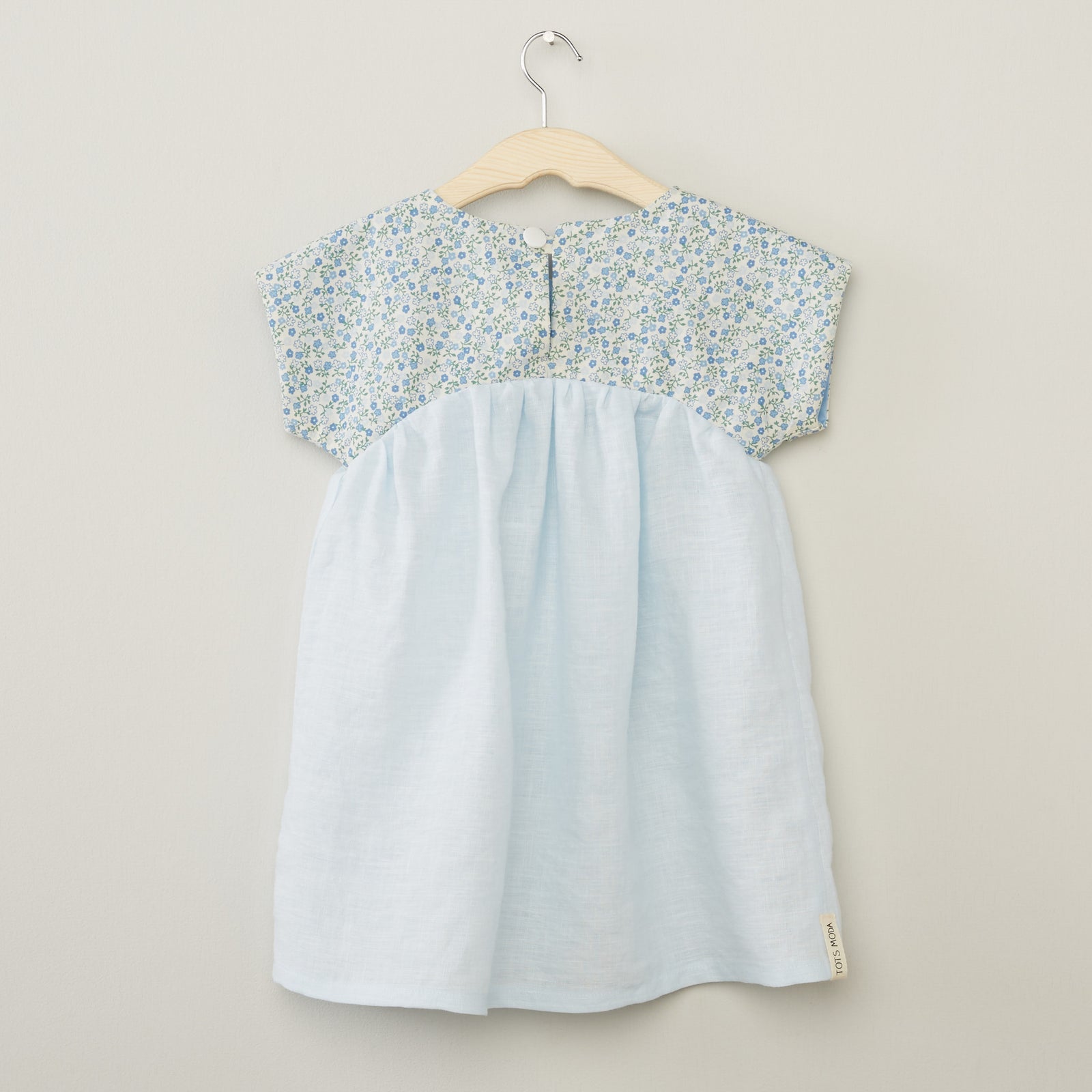 Pale Blue Linen Dress - TOTS MODA