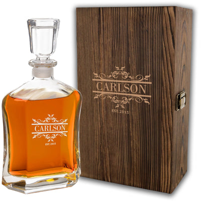 Custom Engraved Louis Vuitton Flower - Personalized Whiskey Decanter Set In  Wood Gift Box