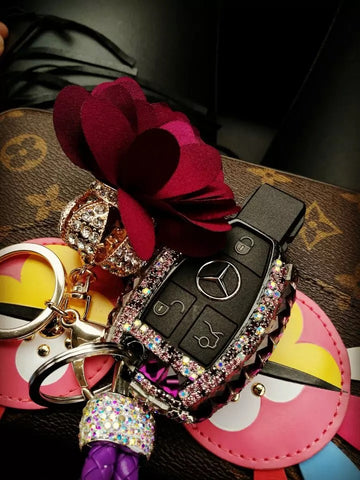 Mercedes Benz Leather Car Key Fob Holder Cover and Bling Bow or Mouse –  Carsoda