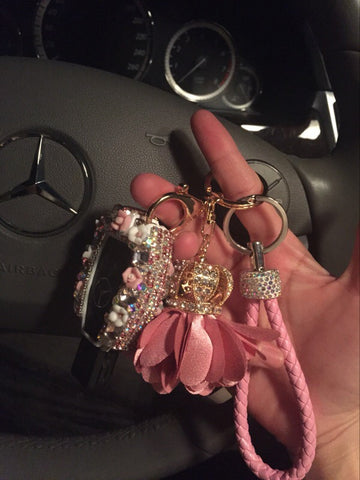 Mercedes Benz Pink Bling Car Key Holder with Rhinestones and flowers ...