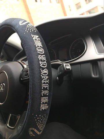Black Velvet Steering wheel cover with Bling Swan