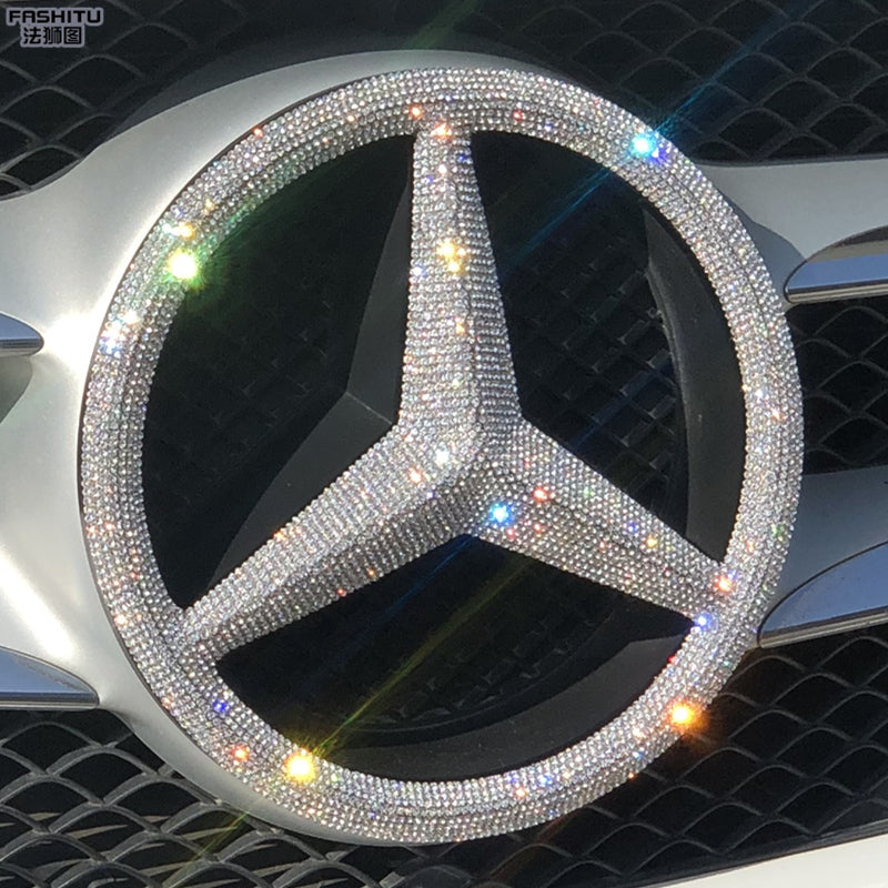 Bling One Piece Easy To Install Mercedes Benz Logo Decal For Front Gri Carsoda