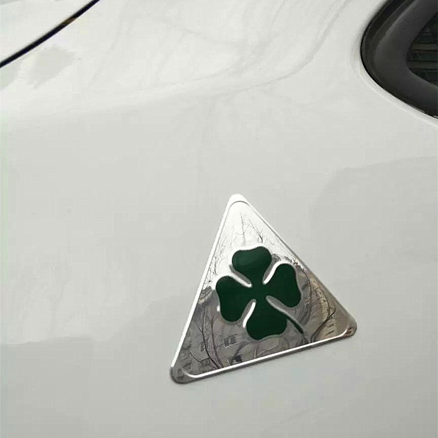 Alfa Romeo Clover Triangle Chrome Emblem Silver Badge – Carsoda