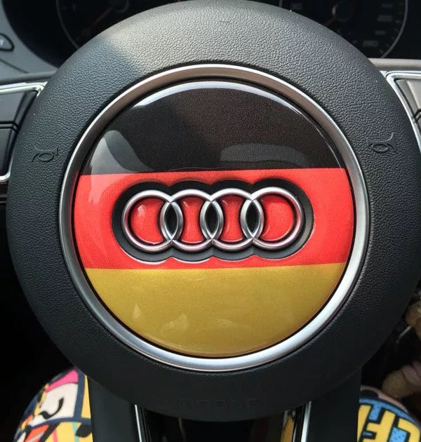 partner bespotten Vrijgevigheid Germany Flag Three Colored Audi Emblem for Steering Wheel LOGO Sticker –  Carsoda