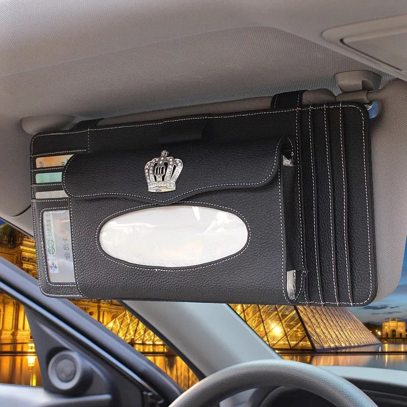 Car Sun Visor CD Cards Organizer Tissue Box with Bling