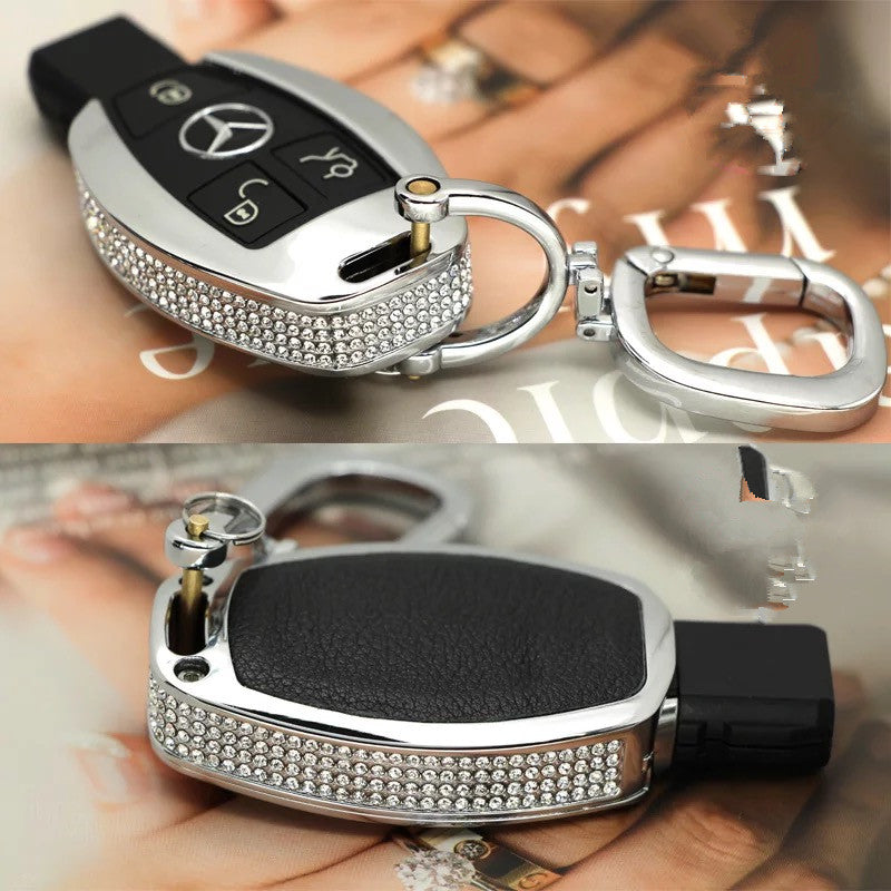 Bling Bedazzled Mercedes Benz Crystal Car Key Leather Holder With Rhin Carsoda