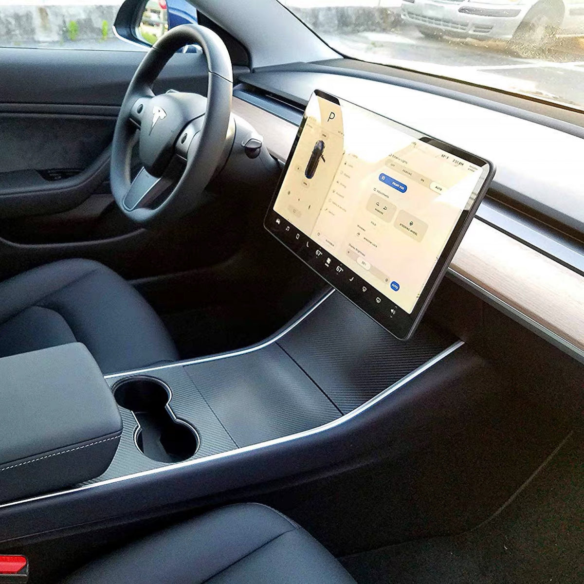 Tesla Model 3 Carbon Fiber Pattern Center Console Dashboard Vinyl Stic