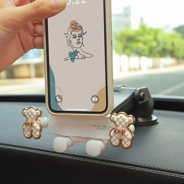 Girly Car Dashboard and Air vent Two-way Cell Phone Holder Flower Bear Bow