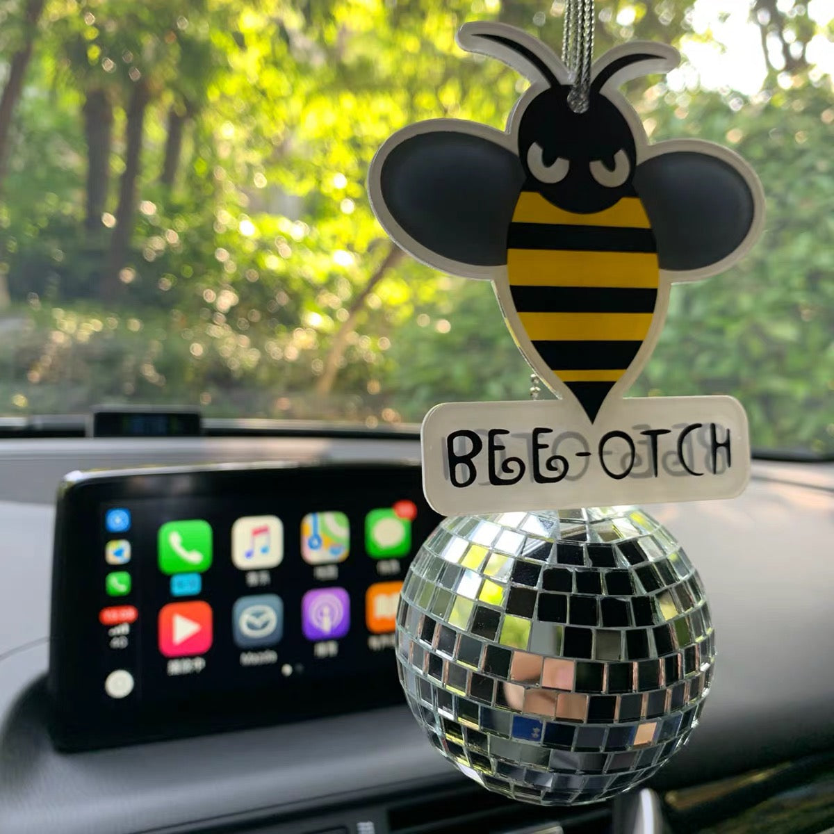 Bling Bumblebee Bee Otch Crystal Car Charm Ornaments Pendant Carsoda