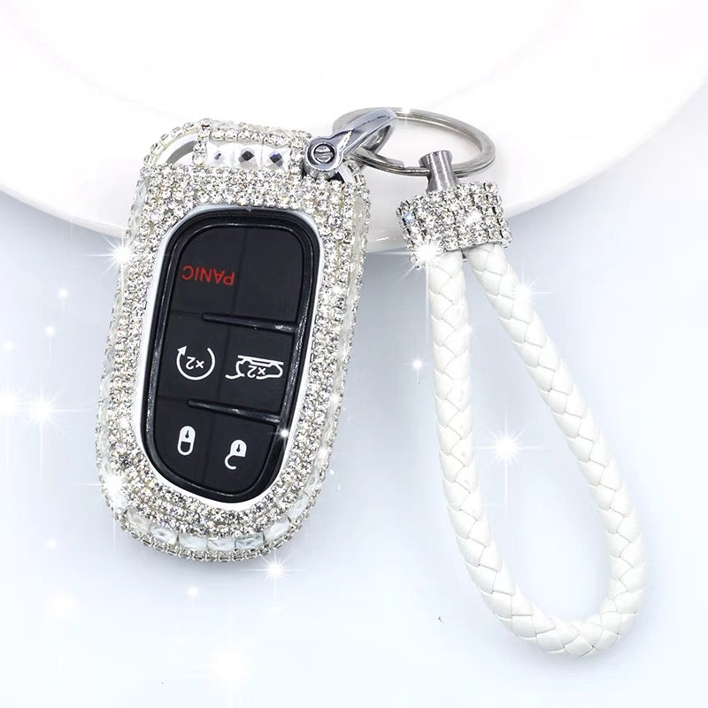Bling JEEP Dodge Chrysler Key FOB Leather Cover with Rhinestones- for –  Carsoda