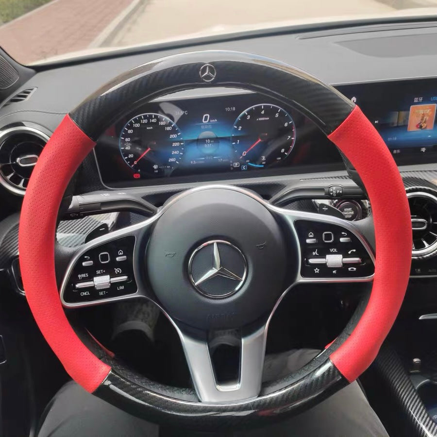 Carbon Fiber and Leather Steering wheel cover for Mercedes Benz – Carsoda