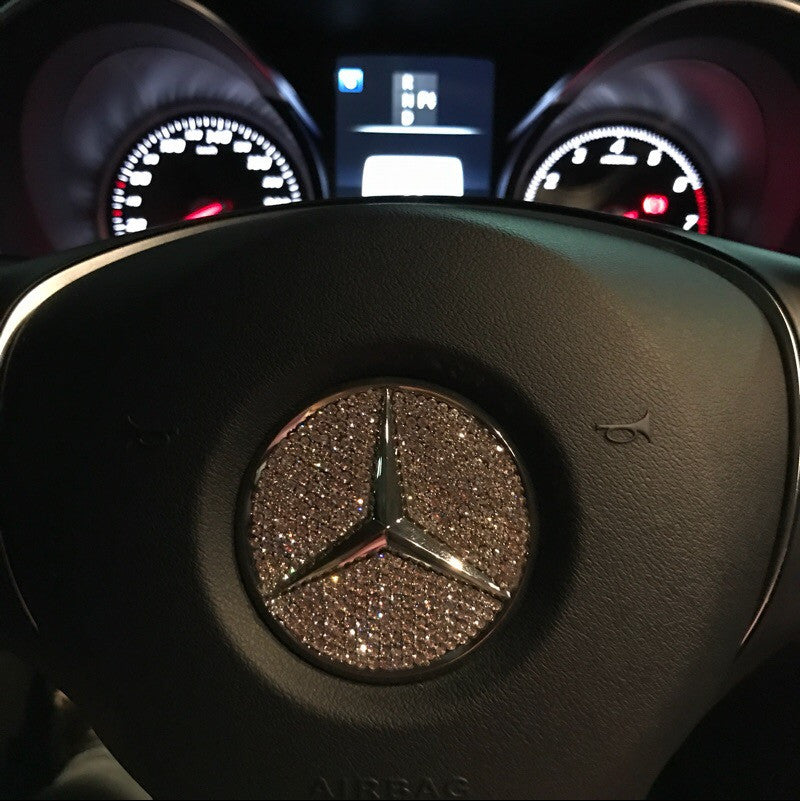 Bling Mercedes Benz Emblem For Steering Wheel Logo Sticker Decal Carsoda