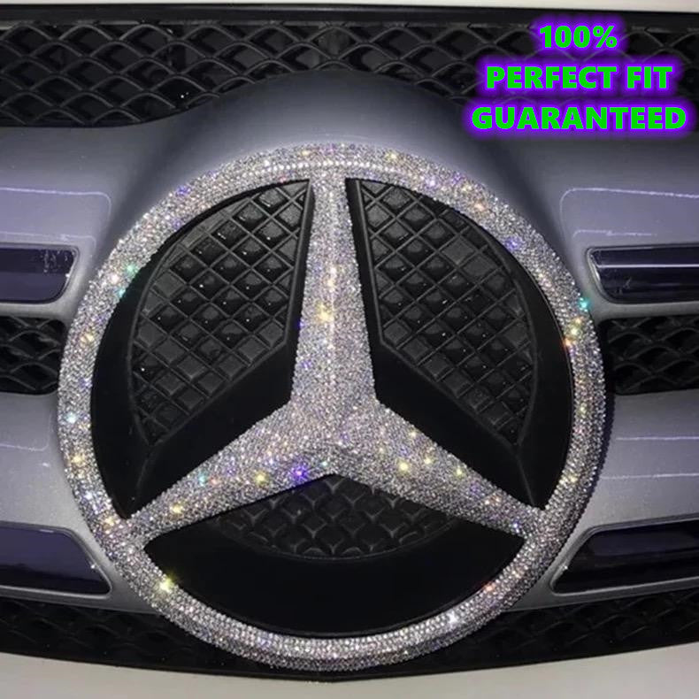 Bling Mercedes Benz Logo Front Grille Rear Trunk Emblem Decals Made W Carsoda