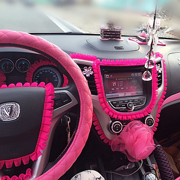 Car Diy Ruffle Lace Fringe For Interior Decorations Hot Pink Decal