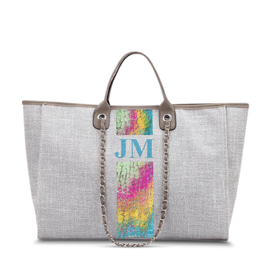 Lily & Bean Canvas Tote Bag Cream with Dark Brown Handles Mini