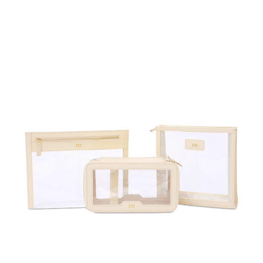 Lily & Bean Transparent Rectangular Makeup Bag Tan Crocodile Effect