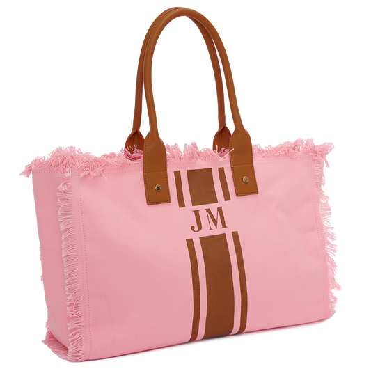 Cotton Canvas Beach bag - Pink/striped - Home All