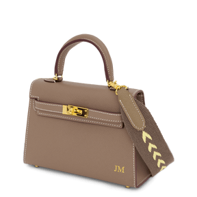Lily & Bean Hettie Mini Bag - Mocha with Initials & Fabric Strap