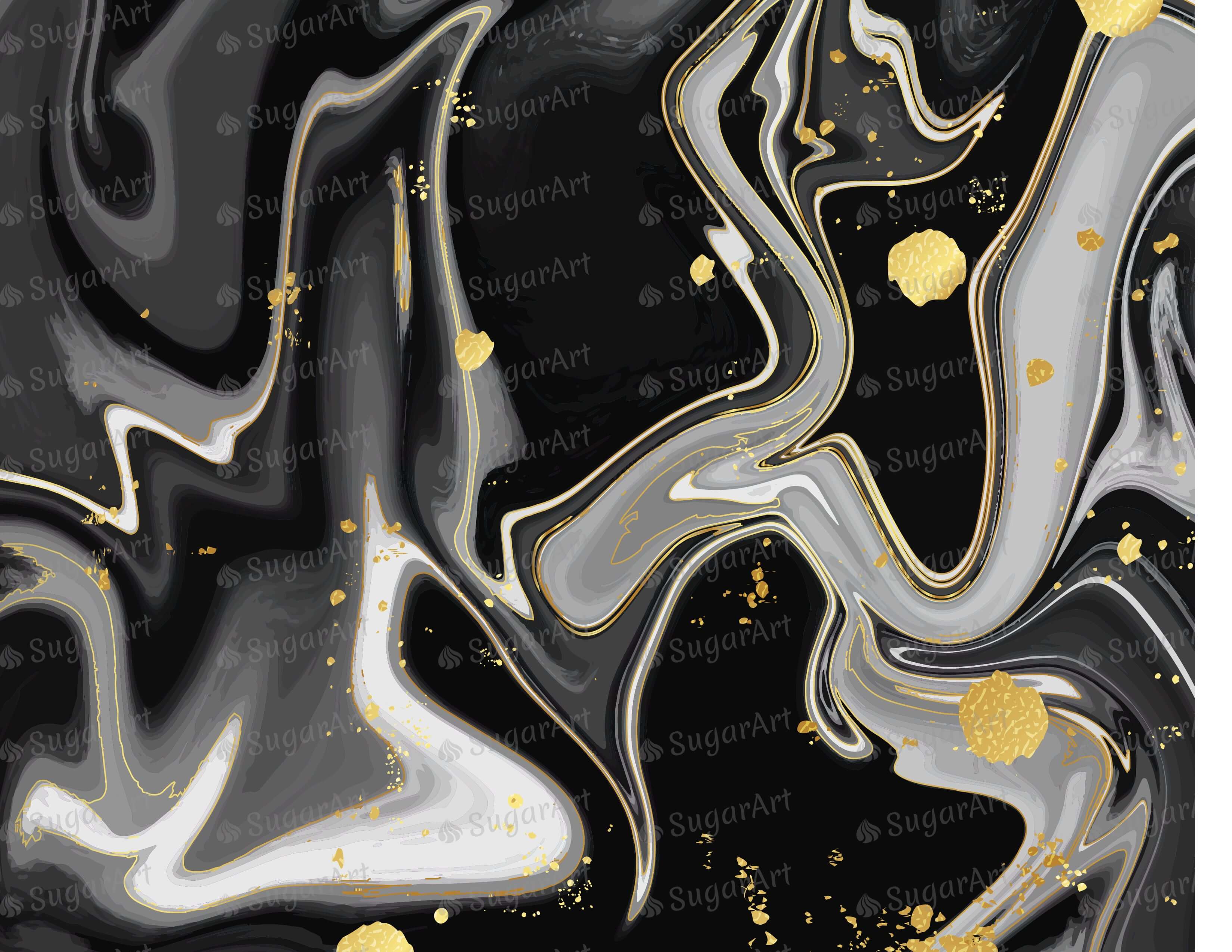 Liquid Dark Marble Background with Gold Splatter - Icing - ISA186 – Sugar  Art