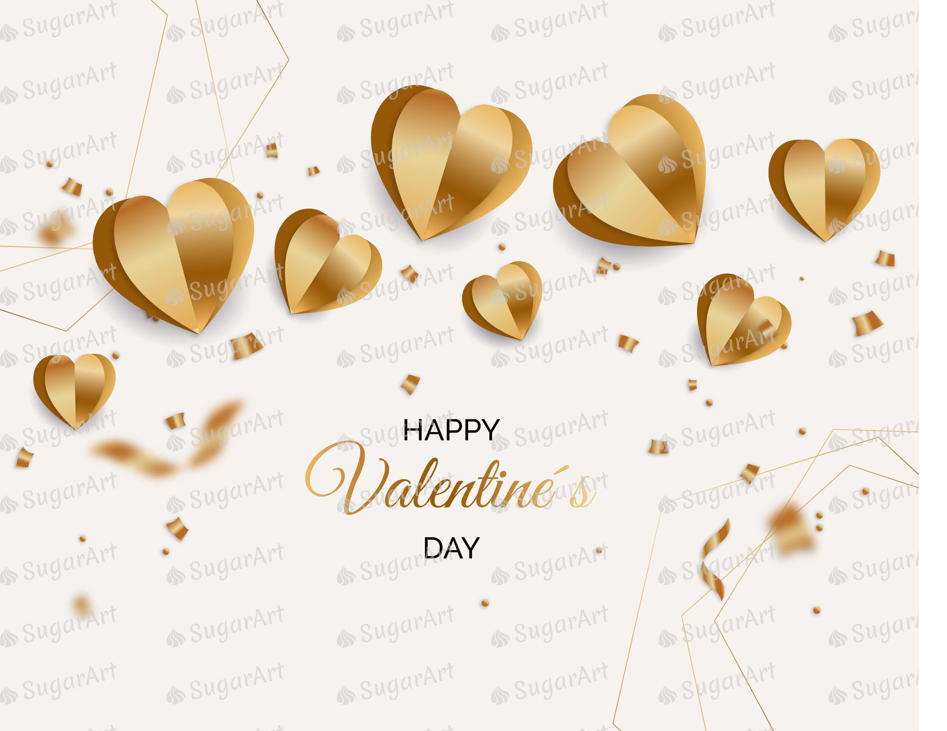 Golden Happy Valentines Day Background - Icing - ISA211 – Sugar Art