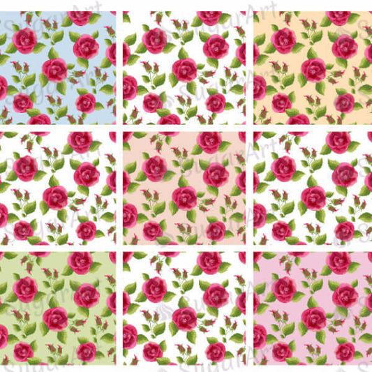 Pink Flowers with Leaves Background - BSA039 – Sugar Art