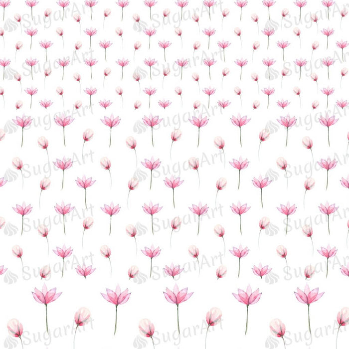 Pink Flowers with Leaves Background - BSA039 – Sugar Art