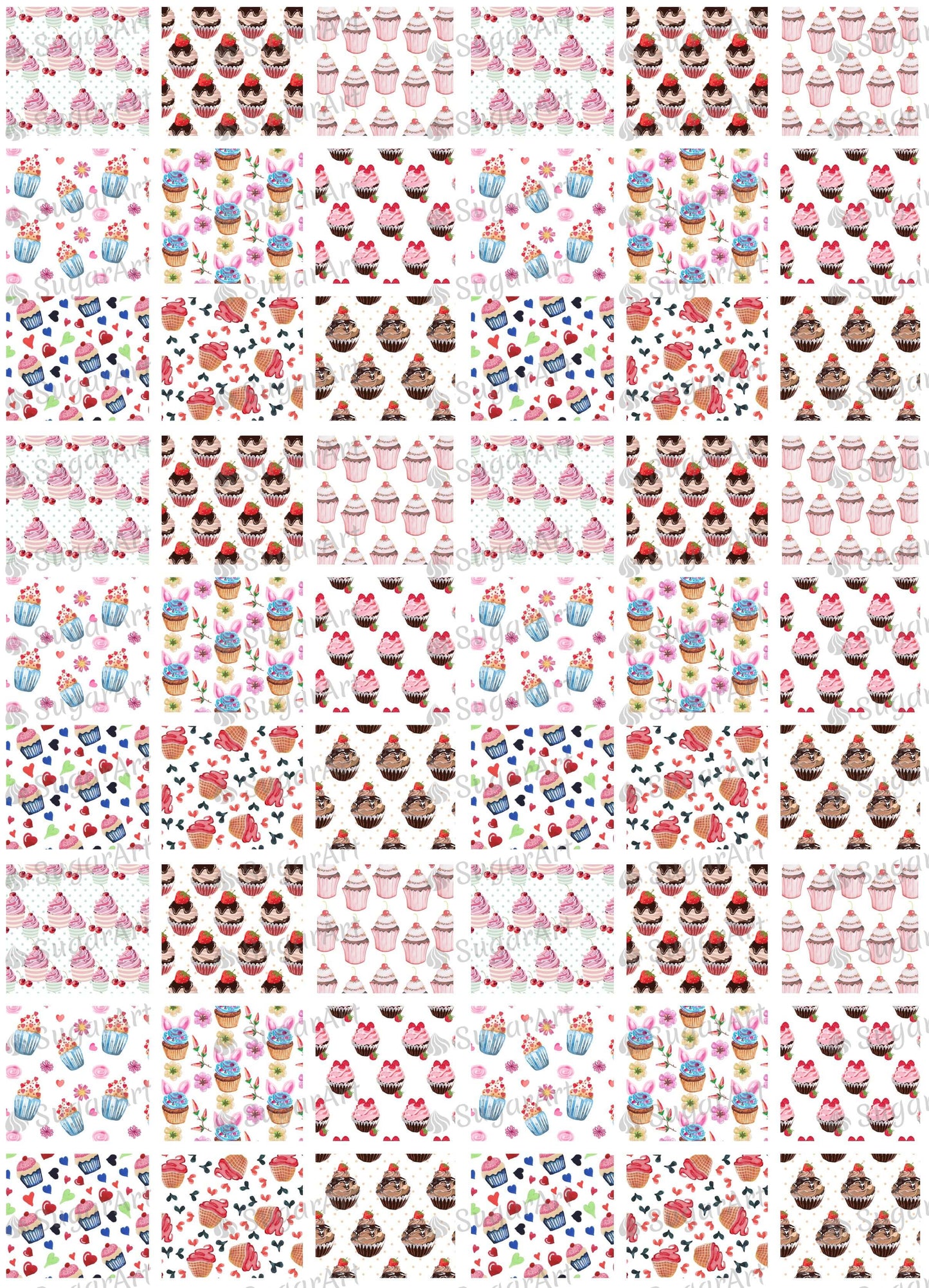 Sweet Watercolor Cupcake Squares - ESA057 – Sugar Art