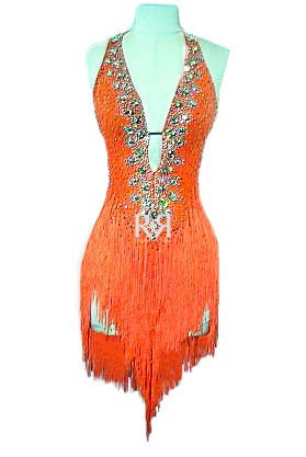 orange fringe dress