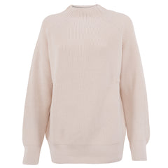 Langärmliger Raglanpullover für Damen aus 100 % Baumwolle in Ecru