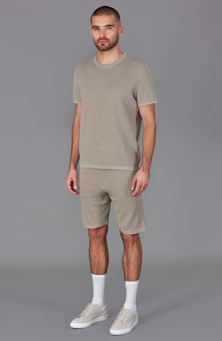 mens beige knitted shorts