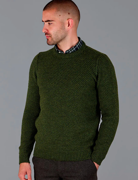 mens moss stitch merino jumper chunky wool