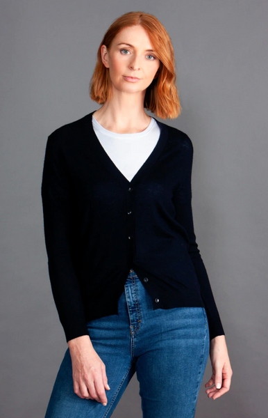 womens v neck italian wool cardigan 100% merino