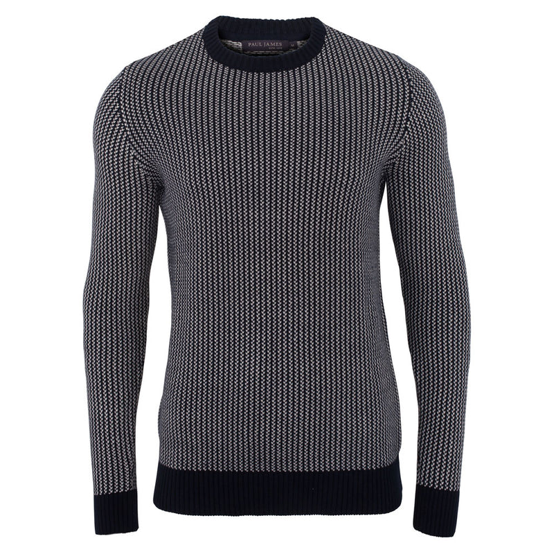 Mens 100% Cotton Fisherman Tuck Stitch Jumper – Paul James Knitwear