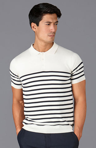 mens short sleeve breton polo top