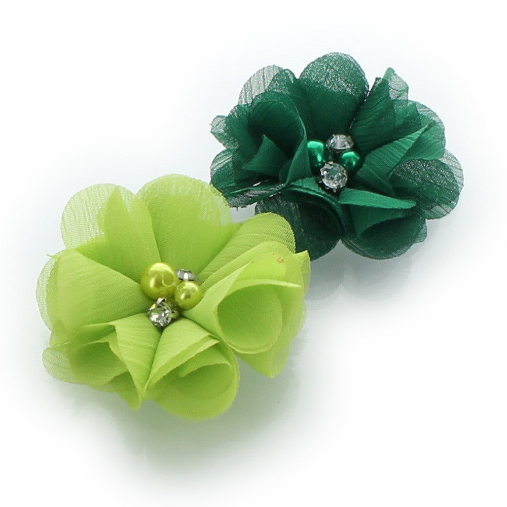 emerald green flower hair clip