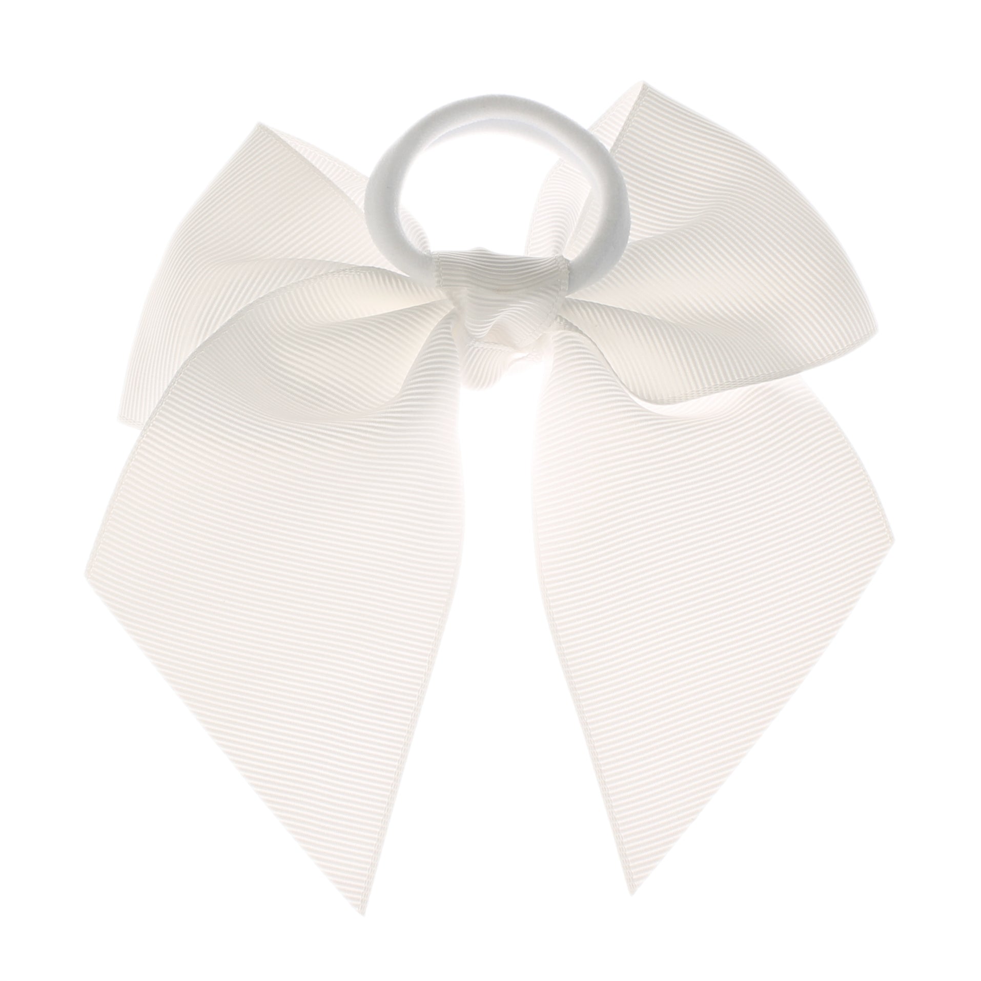 Cheer Hair Bows Large with Ponytail Holder White